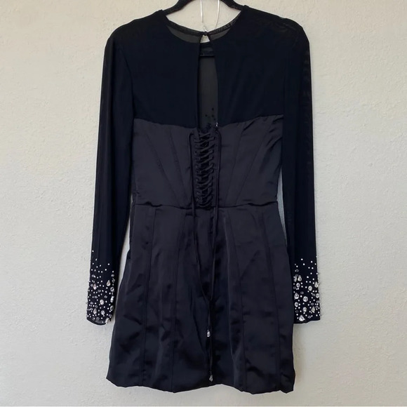 HOUSE OF CB 'Anastasia' Black Crystallised Corset Dress NWOT size L - Picture 4 of 11